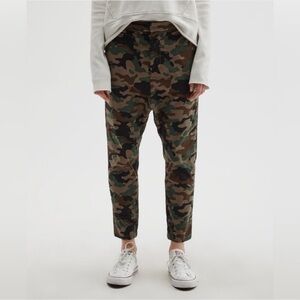 Nili Lotan Paris Pant Camo Drop Crotch Baggy Ankle Pant Camouflage